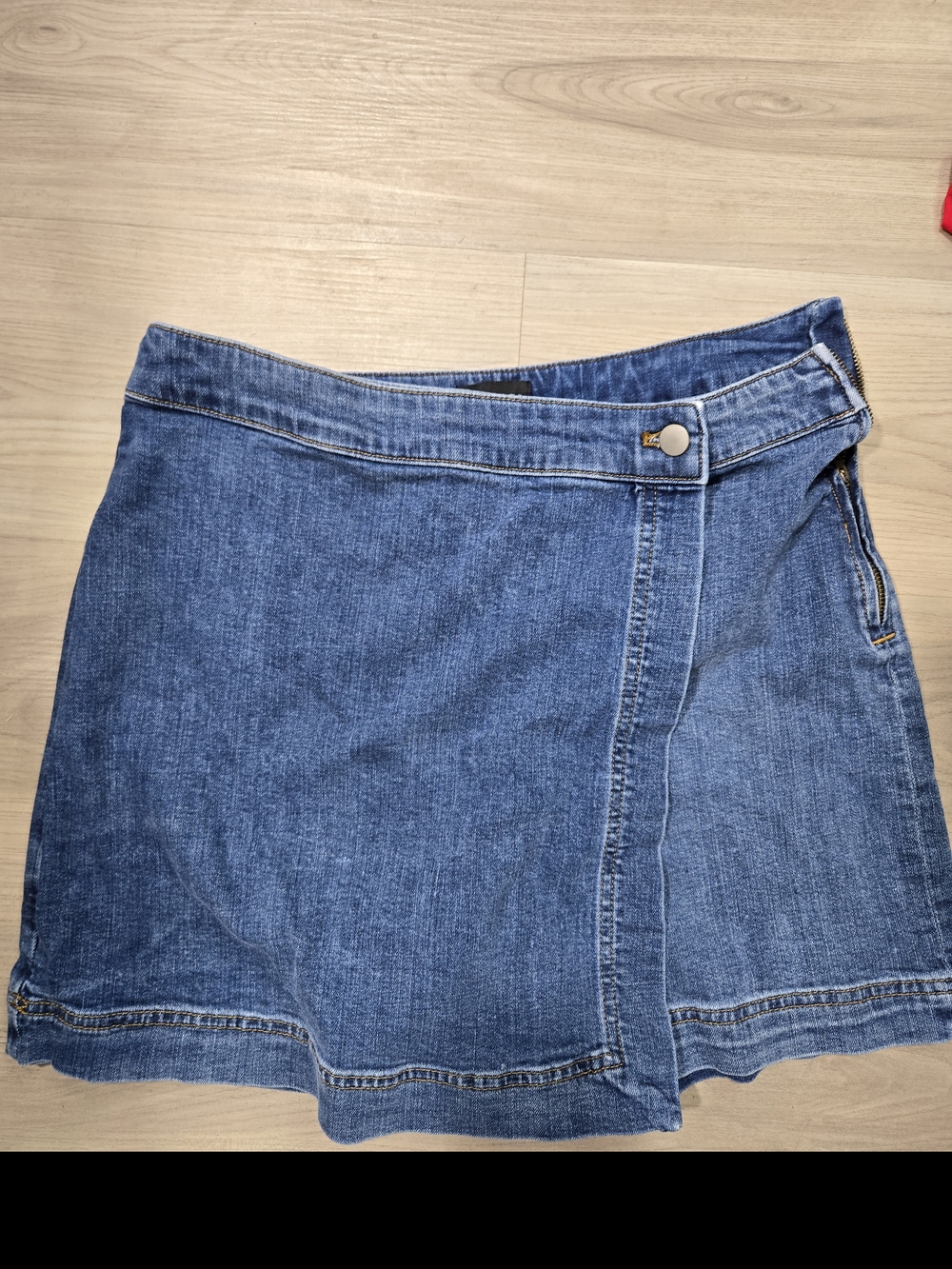 Talbots Classic Blue Denim Wrap Skirt With Shorts- Women's